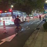 cyclists using a protected lane