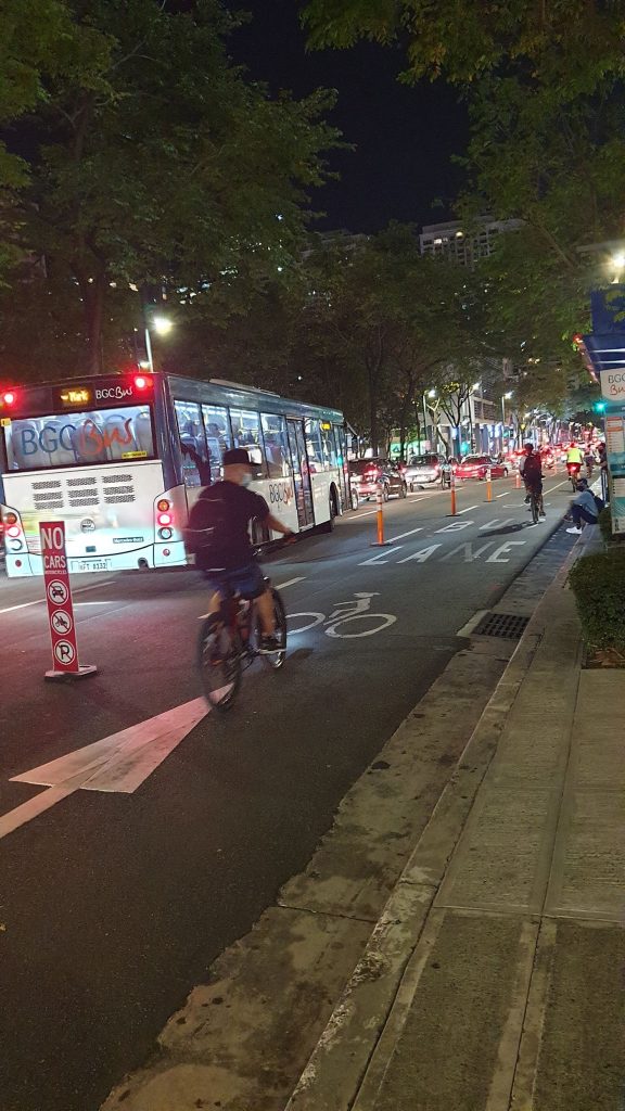 cyclists using a protected lane