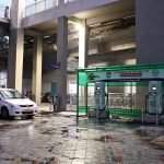 An electric car at a charging station